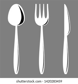Spoon, Fork, Knife Vector Silhouette