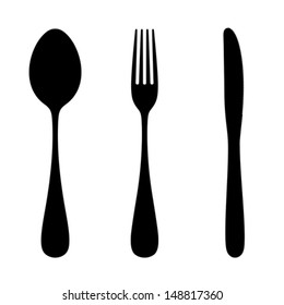 Spoon Fork Knife Vector Silhouette Stock Vector (Royalty Free ...