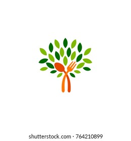 Spoon and Fork Leaf Vector Logo