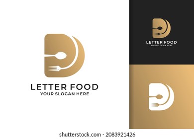 spoon fork letter D food restaurant inspiration logo