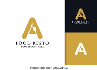 spoon fork letter A food restaurant inspiration logo