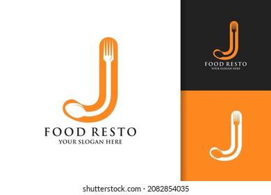 Spoon Fork Letter J Food Restaurant Inspiration Logo