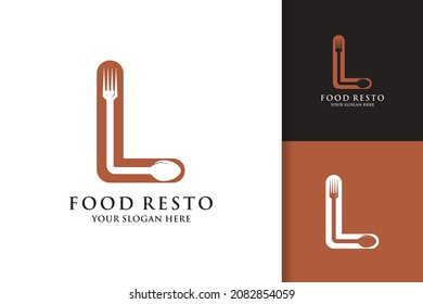 spoon fork letter L food restaurant inspiration logo