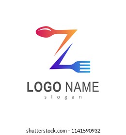 Spoon Fork Letter Z Logo Template