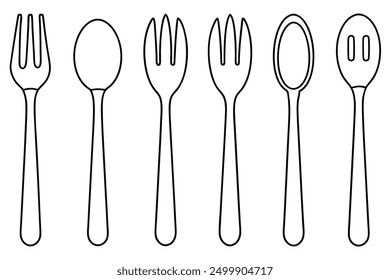 Spoon and fork line art minimalist design for dining room art