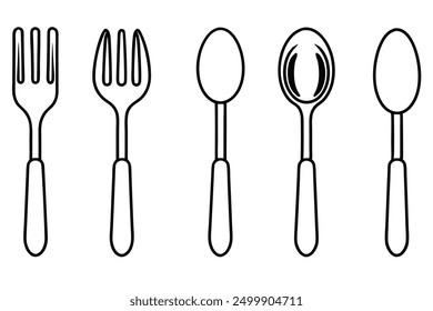 Spoon and fork line art modern kitchen illustration for decor