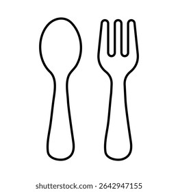 Spoon and Fork Line Editable Stroke Icon. Fast-food And Drinks Themes Vector Illustration