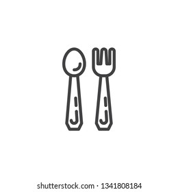 Spoon and fork line icon. linear style sign for mobile concept and web design. Cutlery outline vector icon. Kitchen utensil symbol, logo illustration. Pixel perfect vector graphics