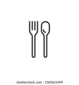Spoon and fork line icon. linear style sign for mobile concept and web design. Kitchen cutlery outline vector icon. Symbol, logo illustration. Pixel perfect vector graphics