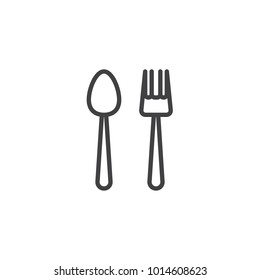 Spoon and fork line icon, outline vector sign, linear style pictogram isolated on white. Cutlery symbol, logo illustration. Editable stroke