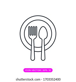 Spoon and fork line icon vector design template