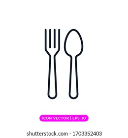 Spoon and fork line icon vector design template