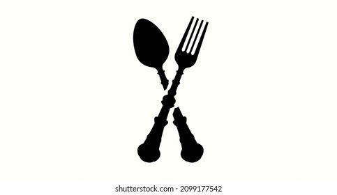 Spoon, and fork logo with copy spaced text. Vector flat style, element design, icon, isolated for each Coffee Shop, Restaurant design