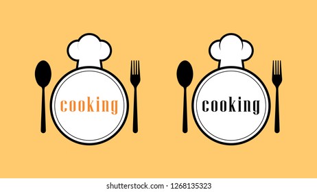 spoon and fork logo design. symbol. chef hat symbol.