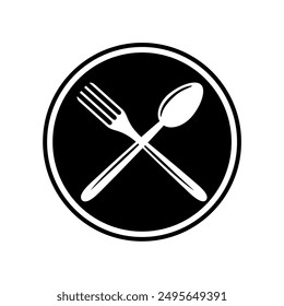 SPOON AND FORK LOGO DESIGN VECTOR ICON,RESTAURANT ICON,MINIMALIST SILHOUETTE DESIGN ILLUSTRATION