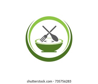 Spoon and fork logo or food icon template, vector illustration.
