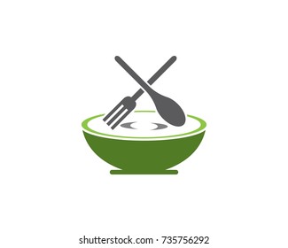 Spoon and fork logo or food icon template, vector illustration.