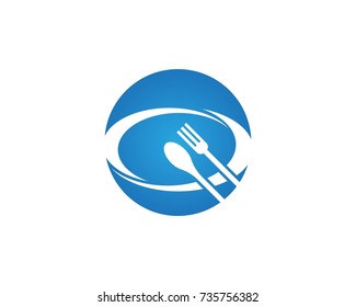 Spoon and fork logo or food icon template, vector illustration.