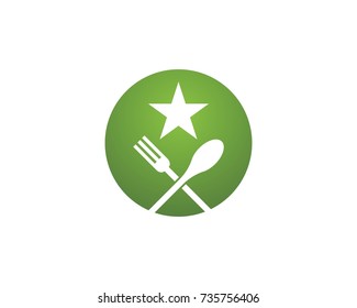 Spoon and fork logo or food icon template, vector illustration.