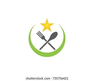 Spoon and fork logo or food icon template, vector illustration.