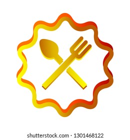 spoon and fork logo, spoon and fork in line wave