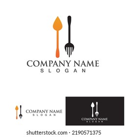 Logotipo y vector de símbolo de cuchara y horquilla