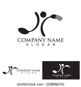 Logotipo y vector de símbolo de cuchara y horquilla