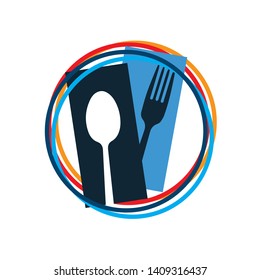 Spoon and Fork logo Vector illustration for cafe or restaurant 
a Graphic food icon symbol for cooking business