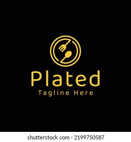 spoon and fork in modern circle vector logo design. restaurant logo concept