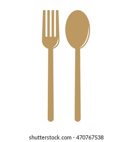 Spoon and fork monochrome vector illustration in white background retro color