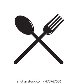 Spoon and fork monochrome vector illustration in white background