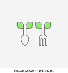 spoon and fork nature food logo design
