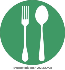 Spoon and fork on the green dish vector. Clean food. Vegetarian. diet. food equipment concept. Healthy food.