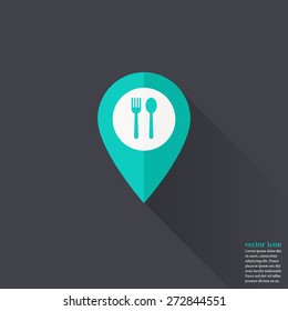 spoon and fork on pin icon
