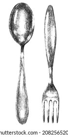 Spoon and fork on a white background. Vector illustration