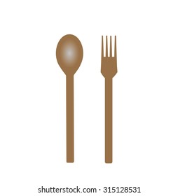 spoon and fork on white background