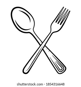 Spoon Fork Outline Printable Vector Illustration