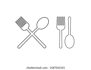 Spoon and fork outline symbol illustration