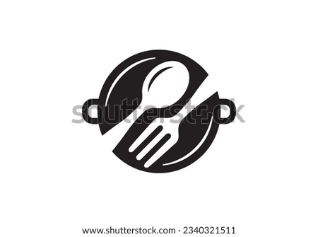 spoon fork and pan logo design. icon symbol for restaurant food vector illustration