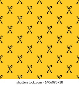 Spoon and fork pattern seamless vector repeat geometric yellow for any design