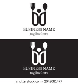 Spoon y Fork con el diseño de iconos vectoriales de plantilla de logotipo de personas