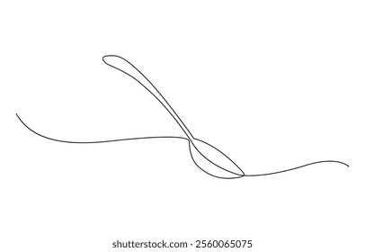 Spoon fork place mat one line drawing continuous, One line art illustration of knife and fork isolated on white background, Serving spoon, Icon, Vector drawing, One line art, A simple drawing.