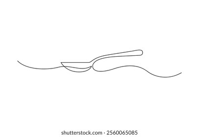 Spoon fork place mat one line drawing continuous, One line art illustration of knife and fork isolated on white background, Serving spoon, Icon, Vector drawing, One line art, A simple drawing.