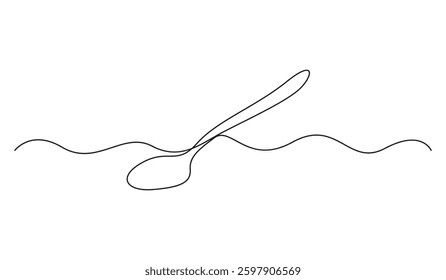 Spoon fork place mat single line drawing. Continuous one line drawing spoon. Tableware concept. Continuous single line draws design graphic vector illustration