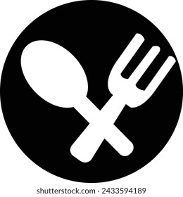 Spoon, fork, and plate. Cook logo, restaurant logo EPS mode
