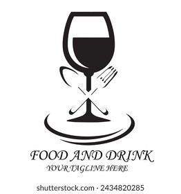 Löffelgabelplatte für Speiserestaurant-Logo-Designs.