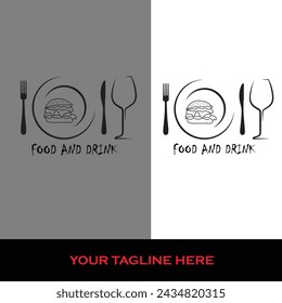 Spoon fork plate for dining restaurant logo designs.