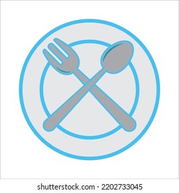 spoon, fork, plate icon vector design template 
