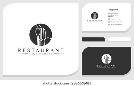 Cubierta de cuchara de vidrio de cuchillo para el diseño del logotipo del restaurante de comedor y tarjeta de visita