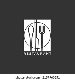 Spoon Fork Plate Knife Glass for Dining Restaurant logo design